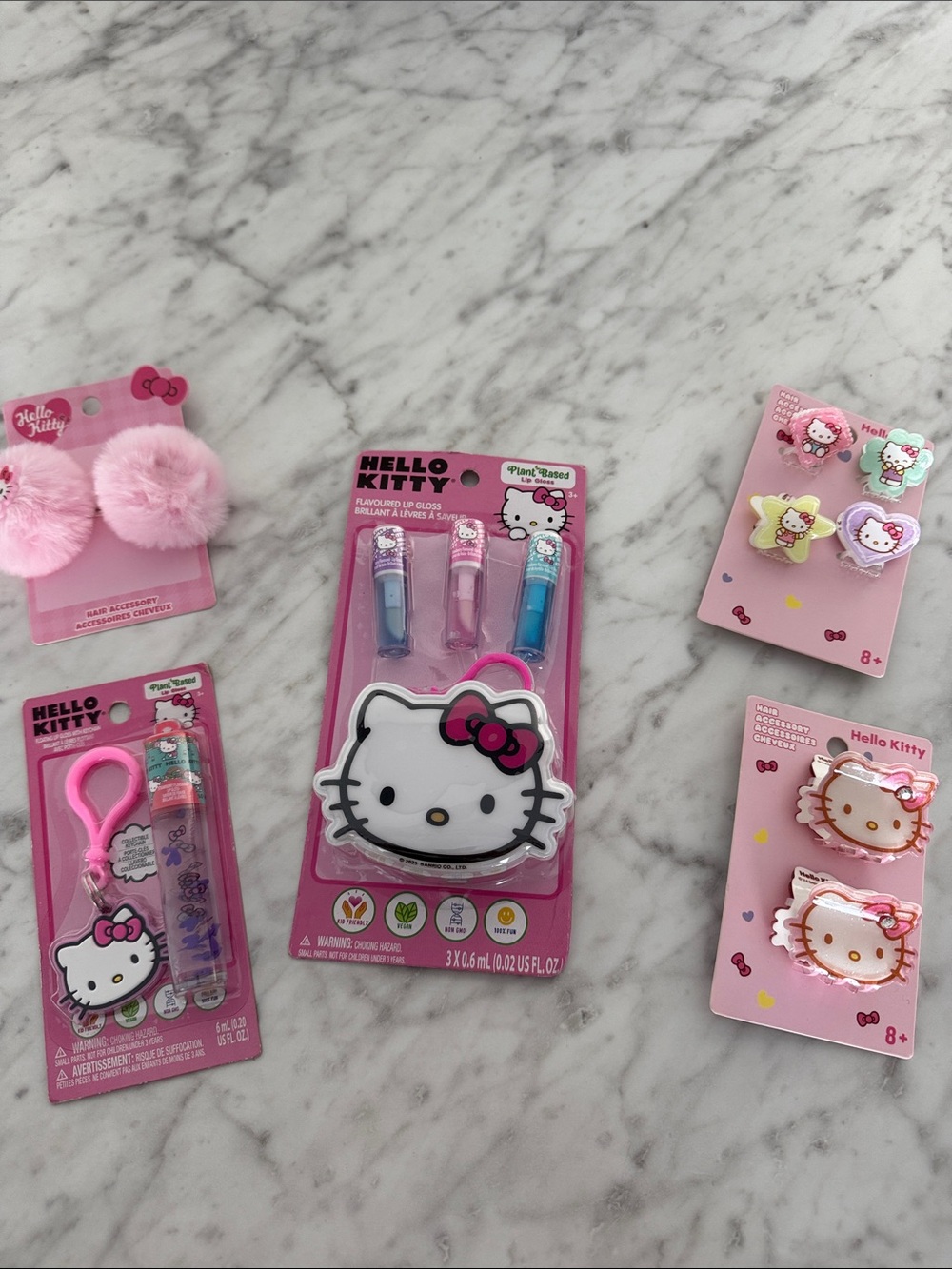 Hello Kitty 2 Lip Gloss & Hair Accessories Sets Bundle